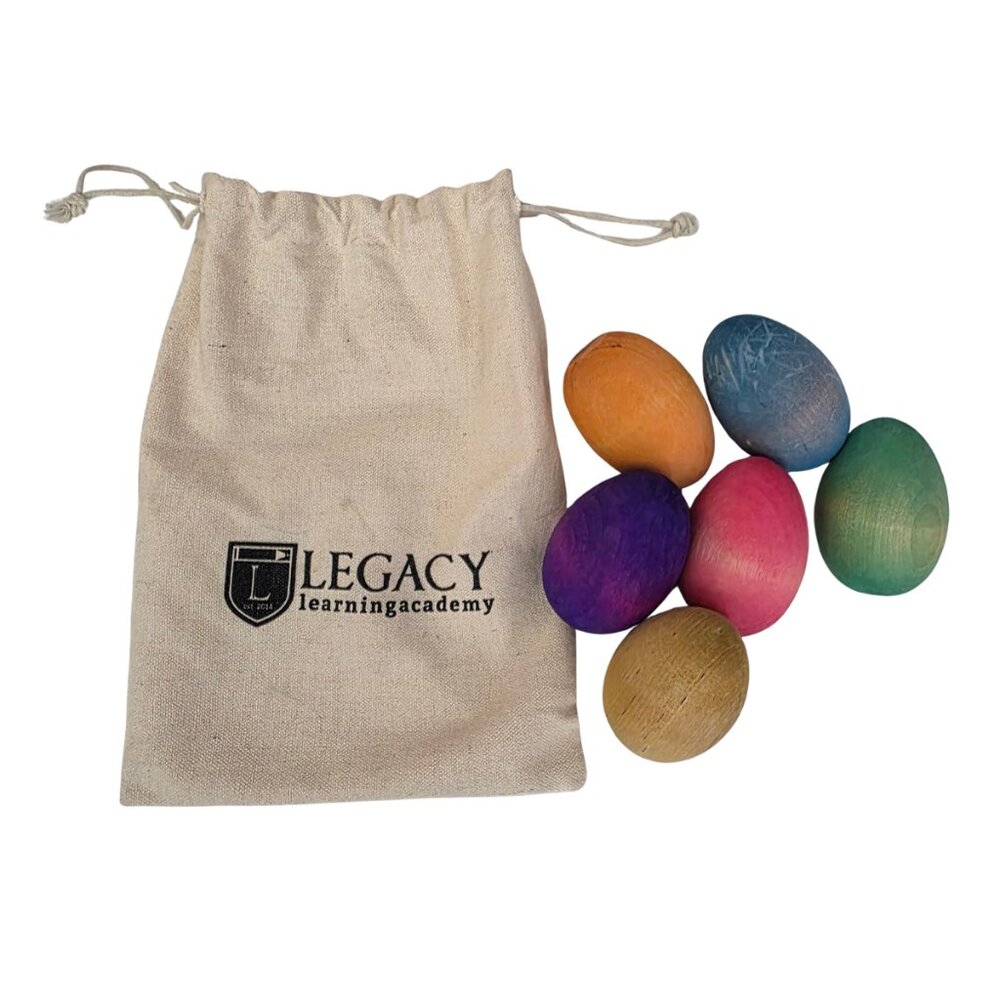 Montessori Rainbow Wooden Easter Eggs (Set of 6) by Legacy Learning Academy